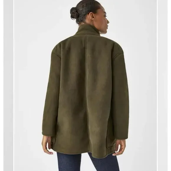 Spanx Reversible Faux Suede Fleece Jacket UTILITY GREEN Sz M MSRP $228 - Picture 2 of 8